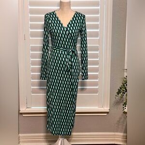 NWT Diane Von Furstenberg for Target Green Geo Print Wrap Dress, Size S.